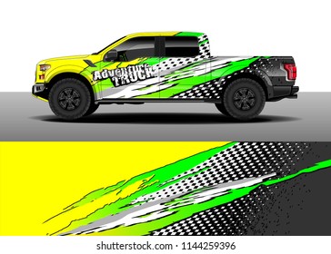Vehicle decal wrap design, truck, car and cargo van vector. Graphic abstract stripe background designs for vehicle, race, advertisement, adventure and livery car.
