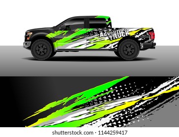 Vehicle decal wrap design, truck, car and cargo van vector. Graphic abstract stripe background designs for vehicle, race, advertisement, adventure and livery car.