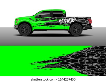 Vehicle decal wrap design, truck, car and cargo van vector. Graphic abstract stripe background designs for vehicle, race, advertisement, adventure and livery car.