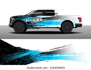 Vehicle decal wrap design, truck, car and cargo van vector. Graphic abstract stripe background designs for vehicle, race, advertisement, adventure and livery car.