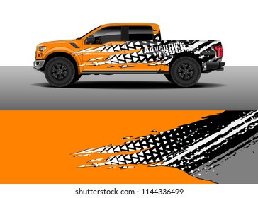 Vehicle decal wrap design, truck, car and cargo van vector. Graphic abstract stripe background designs for vehicle, race, advertisement, adventure and livery car.