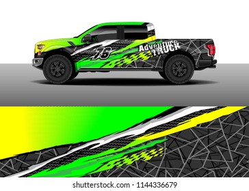 Vehicle decal wrap design, truck, car and cargo van vector. Graphic abstract stripe background designs for vehicle, race, advertisement, adventure and livery car.