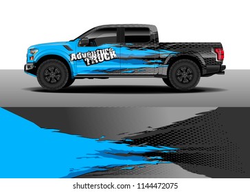 Vehicle decal wrap design, truck, car and cargo van vector. Graphic abstract stripe background designs for vehicle, race, advertisement, adventure and livery car.