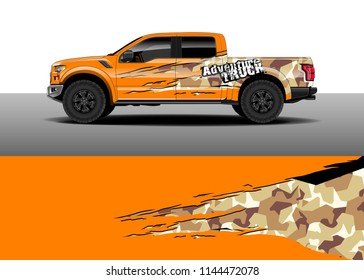 Vehicle decal wrap design, truck, car and cargo van vector. Graphic abstract stripe background designs for vehicle, race, advertisement, adventure and livery car.