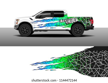 Vehicle decal wrap design, truck, car and cargo van vector. Graphic abstract stripe background designs for vehicle, race, advertisement, adventure and livery car.