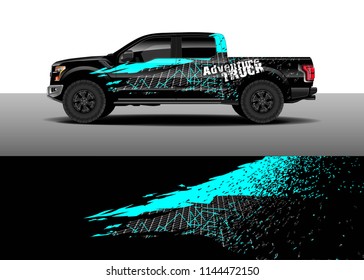 Vehicle decal wrap design, truck, car and cargo van vector. Graphic abstract stripe background designs for vehicle, race, advertisement, adventure and livery car.