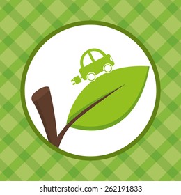 Vehicle design over green background, vector illustration.