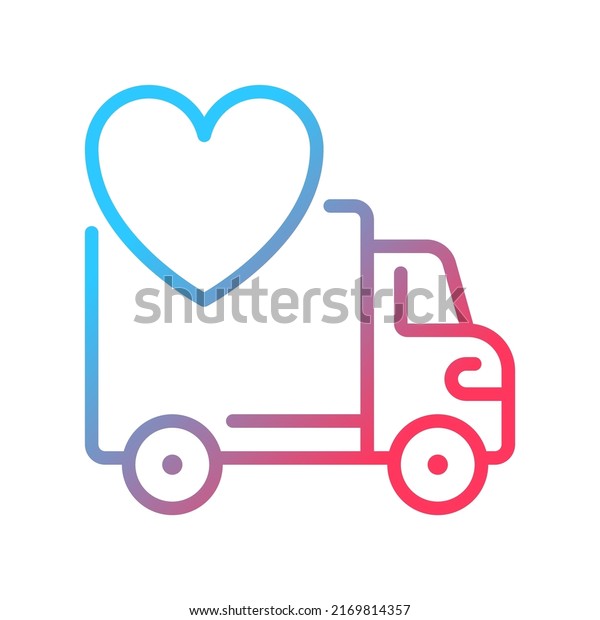 Vehicle donation gradient linear vector icon.\
Charitable auto dealership. Donated car. Give away unwanted auto.\
Thin line color symbol. Modern style pictogram. Vector isolated\
outline drawing