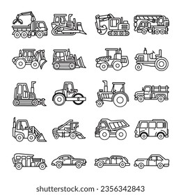 vehicle doodle transportation hand drawn vector set