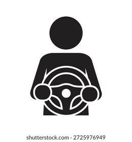 Fahrzeuglenker-Symbol, das das Lenkrad hält Auto für Kraftfahrzeugverkehr Verkehrssicherheit und Straßenfahrt Fahrt Fahrschule Unterrichtsfahrt