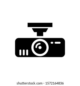 Vehicle dvr camera icon in black flat design on white background, sign for mobile concept and web design, Hd dvr recorder outline vector icon, Symbol, logo illustration, Vector graphics