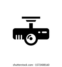 Vehicle dvr camera icon in black flat design on white background, sign for mobile concept and web design, Hd dvr recorder outline vector icon, Symbol, logo illustration, Vector graphics