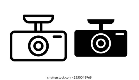 Fahrzeug dvr Kamera Icon Set in schwarz gefüllt und Linie.