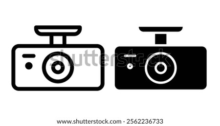 Vehicle dvr camera Icons pack in outlined and flat versions