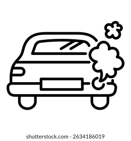 Vehicle emissions icon, symbolizing air pollution and exhaust fumes 