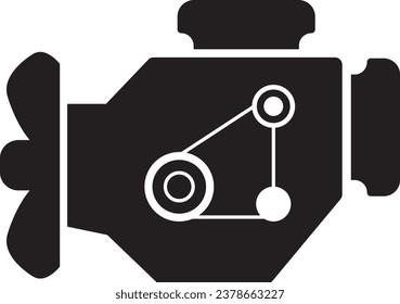 Icono del motor del vehículo sobre fondo blanco