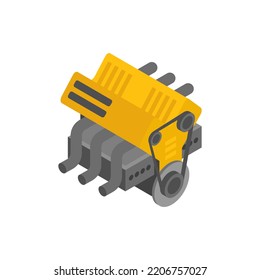 vehicle engine isometric icon. vector illustration
