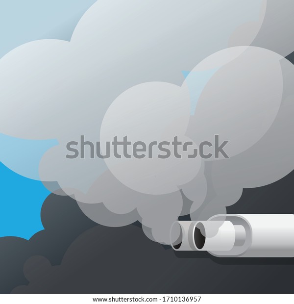 Vehicle exhaust carbon emissions,co2\
emissions,smoke pollution vector\
illustration.