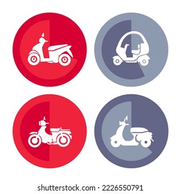 ilustración vectorial plana del vehículo, cuatro tipos de motocicletas de vehículos ilustración vectorial, adecuada para el logotipo