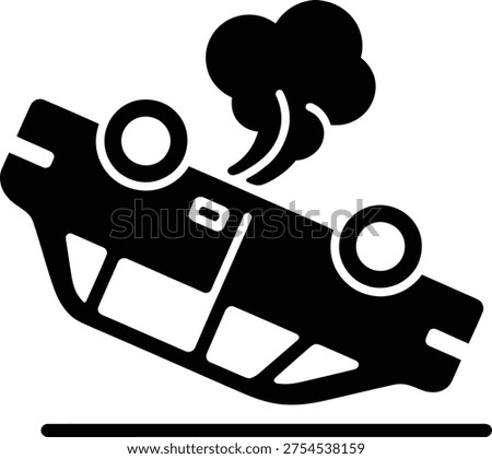 A vehicle flipping over with smoke emanating from the back