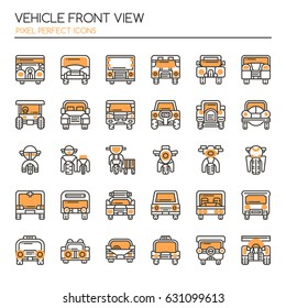 Vehicle Front View , Thin Line and Pixel Perfect Icons
