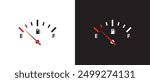 Vehicle fuel indicator flat icon in line shape, full and empty simple icon, gas and fuel meter flat icon, fuel pump nozzle symbol, Gas Tank vector illustration on black and white background. Eps10