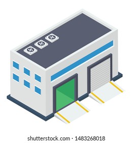 Vehicle garage vector in isometric design 