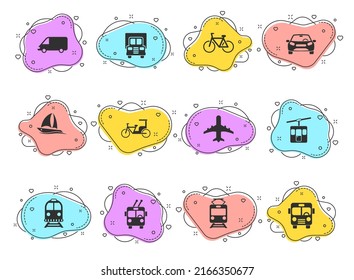 vehicle glyph vector icons on color bubble shapes isolated on white background. vehicle icon set for web design, mobile apps and ui design