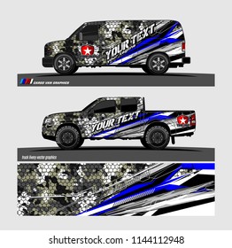 
vehicle graphic kit. abstract lines with camouflage background for van and truck vinyl sticker wrap