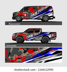 
vehicle graphic kit. abstract lines with camouflage background for van and truck vinyl sticker wrap