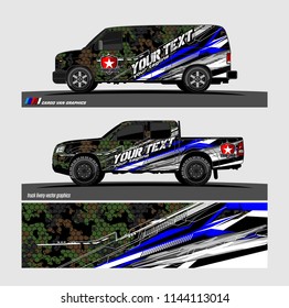 
vehicle graphic kit. abstract lines with camouflage background for van and truck vinyl sticker wrap