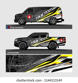 
vehicle graphic kit. abstract lines with camouflage background for van and truck vinyl sticker wrap