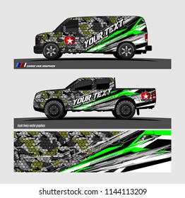 
vehicle graphic kit. abstract lines with camouflage background for van and truck vinyl sticker wrap