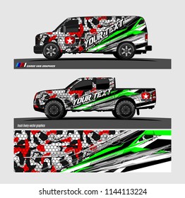 
vehicle graphic kit. abstract lines with camouflage background for van and truck vinyl sticker wrap