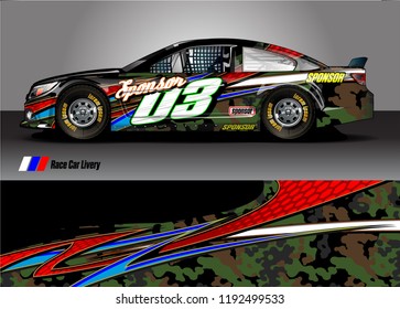vehicle graphic kit. abstract lines with camouflage background for race car, van and pickup truck vinyl sticker wrap