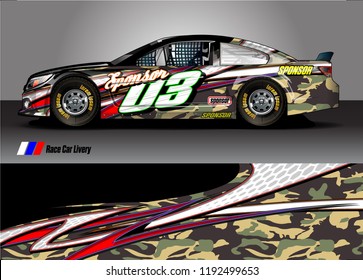vehicle graphic kit. abstract lines with camouflage background for race car, van and pickup truck vinyl sticker wrap