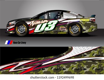 vehicle graphic kit. abstract lines with camouflage background for race car, van and pickup truck vinyl sticker wrap