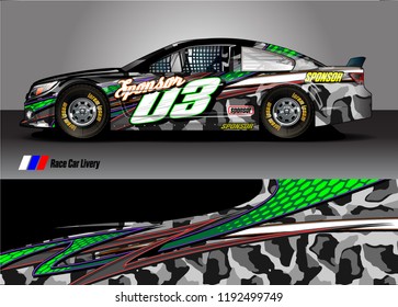vehicle graphic kit. abstract lines with camouflage background for race car, van and pickup truck vinyl sticker wrap