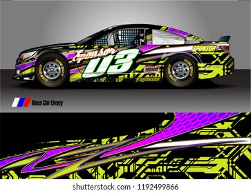 vehicle graphic kit. abstract lines with camouflage background for race car, van and pickup truck vinyl sticker wrap