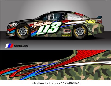 vehicle graphic kit. abstract lines with camouflage background for race car, van and pickup truck vinyl sticker wrap