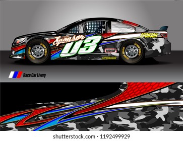 vehicle graphic kit. abstract lines with camouflage background for race car, van and pickup truck vinyl sticker wrap