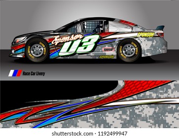 vehicle graphic kit. abstract lines with camouflage background for race car, van and pickup truck vinyl sticker wrap