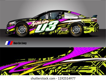 vehicle graphic kit. abstract lines with camouflage background for race car, van and pickup truck vinyl sticker wrap
