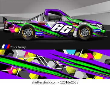 vehicle graphic kit. abstract lines with camouflage background for race car, van and pickup truck vinyl sticker wrap