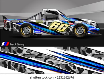 vehicle graphic kit. abstract lines with camouflage background for race car, van and pickup truck vinyl sticker wrap