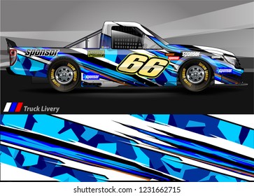 vehicle graphic kit. abstract lines with camouflage background for race car, van and pickup truck vinyl sticker wrap