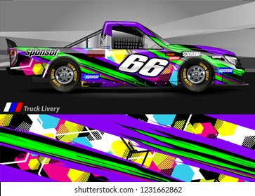 vehicle graphic kit. abstract lines with camouflage background for race car, van and pickup truck vinyl sticker wrap