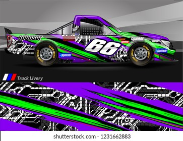 vehicle graphic kit. abstract lines with camouflage background for race car, van and pickup truck vinyl sticker wrap