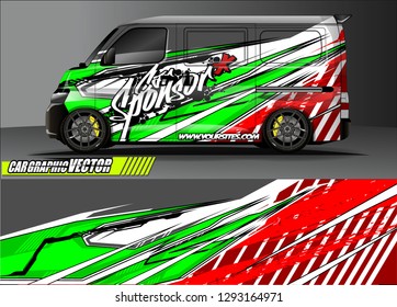vehicle graphic kit. abstract lines with camouflage background for race car, van and pickup truck vinyl sticker wrap