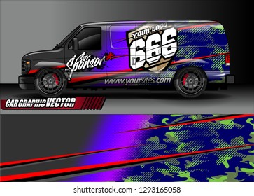 vehicle graphic kit. abstract lines with camouflage background for race car, van and pickup truck vinyl sticker wrap